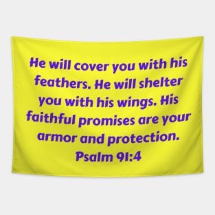 Bible Verse Psalm 91:4 Tapestry