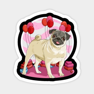 Pug Valentines Day Heart Dogs Puppy Love Magnet