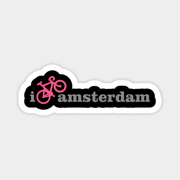I Love Amsterdam - Pink Bike Magnet by XOOXOO