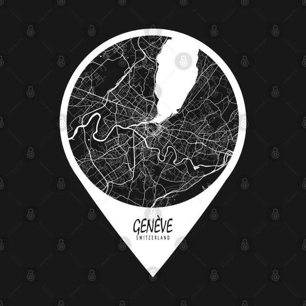 Geneva, Switzerland City Map - Travel Pin by deMAP Studio