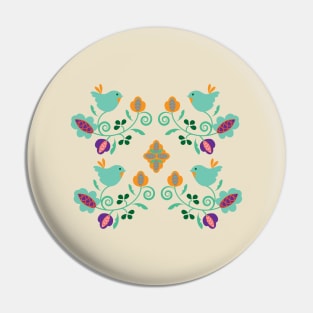 Cute Birds on Branches Pattern Pin