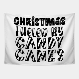 Christmas fueled by candy canes - funny xmas retro typography word art Tapestry