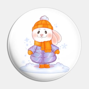 Winter bunny in the snow Pin