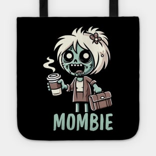 Mombie | Funny Zombie Illustration of a Tired Mom with Coffee | Mother's Day Funny Gift Ideas Tote