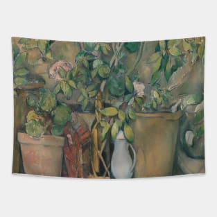 Terracotta Pots and Flowers by Paul Cezanne Tapestry