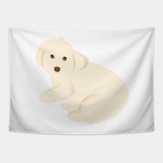 Maltipoo Dog Staring Tapestry by PatternbyNOK