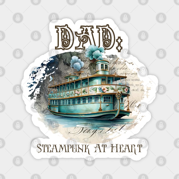 Dad: Steampunk At Heart Antique Ship Magnet by Té de Chocolate