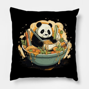 Panda Food Passion: Cuddly Charm Ramen Panda Feast Mode: Culinary Cuteness Pillow