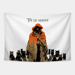 Cat Herder: The Cat Herder on a light (Knocked Out) background Tapestry