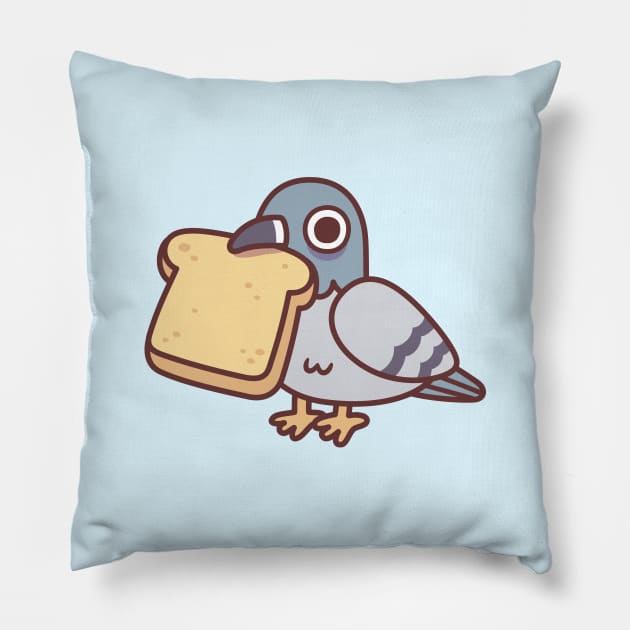 Cute Pigeon With Bread In Beak Pillow by rustydoodle