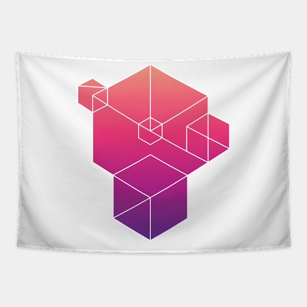 Pink/Purple Gradient Tangentoid Tapestry by Kudden