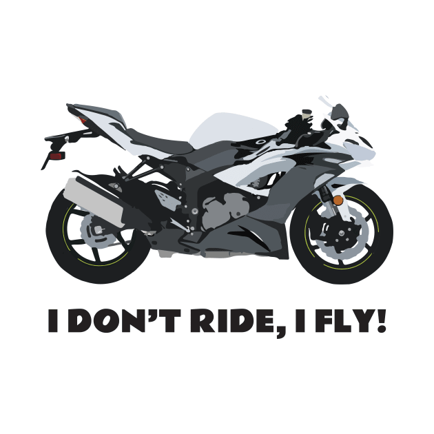 I don't ride, I fly! Kawasaki Ninja ZX-6R white by WiredDesigns
