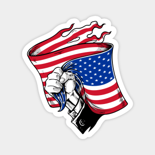 hand holding USa flag Magnet