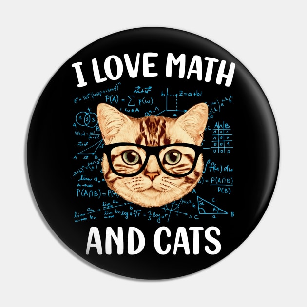 I Love Math And Cats Pin by cruztdk5