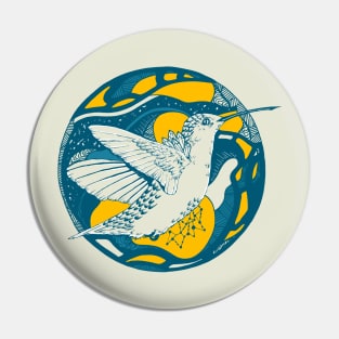 Retro Wave Circle of The Hummingbird Pin