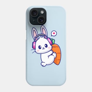 Cute Rabbit Hug Carrot With Headphone Cartoon Phone Case