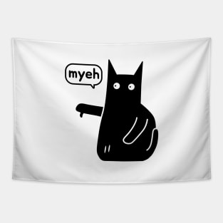 Myeh. Cat Is Angry And Protests black version Tapestry