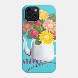 Vintage Coffee Pot With Flowers Phone Case