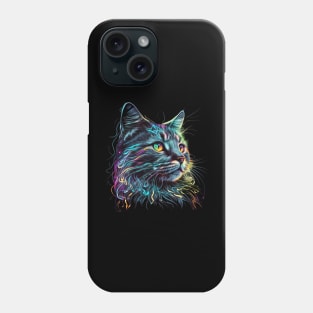 Colorful Cat Neon Colors Paint Style Phone Case