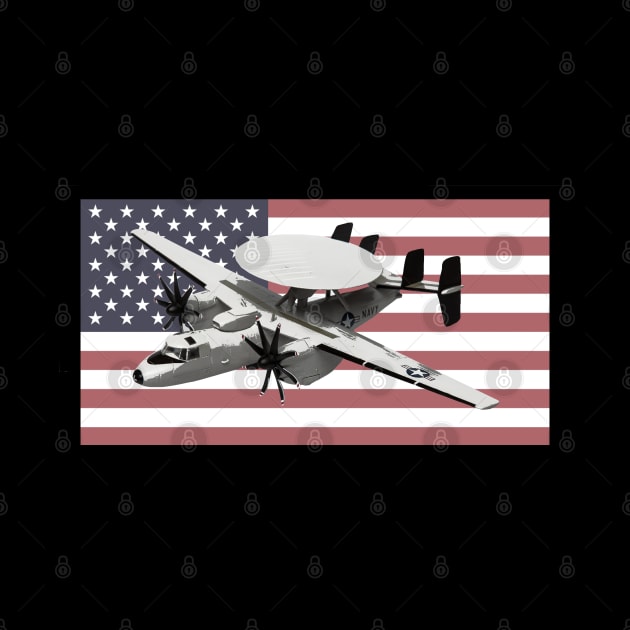 E-2 Hawkeye US Navy Airplane American Flag by Dirty Custard Designs 