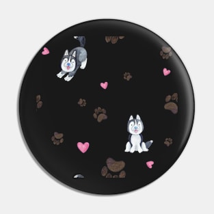 Cute Husky Paws and Hearts Pattern Pin