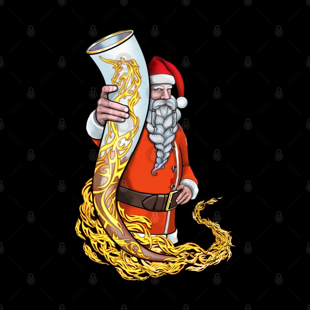 Nordic Viking Santa with his favorite Horn by SafSafStore