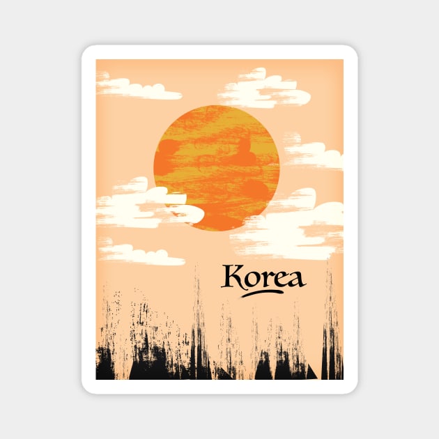 Korea Vintage travel poster Magnet by nickemporium1