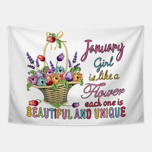 January Girl - Flower Basket Tapestry