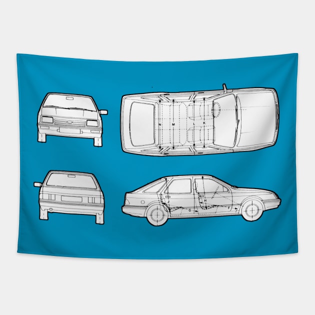 FORD SIERRA - dimensions Tapestry by Throwback Motors