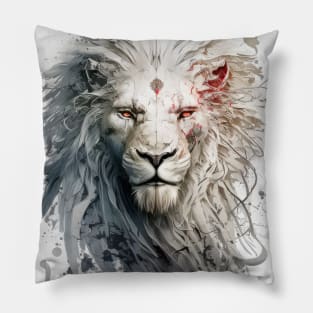 Lion Portrait Animal Painting Wildlife Outdoors Adventure Pillow