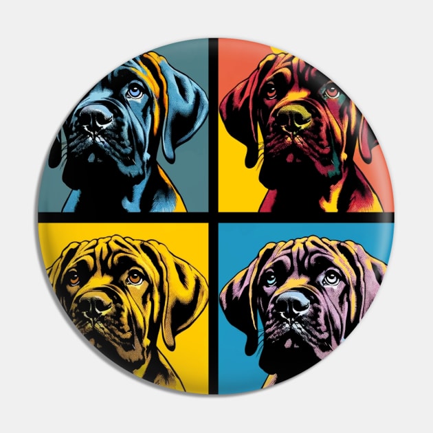 Pop Retro Boerboel Art - Cute Puppy Pin by PawPopArt