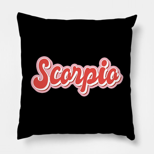 Scorpio Zodiac Sign Astrology Aesthetic Pink Red Retro 80s 90s Pin up Pillow by RetroDesign