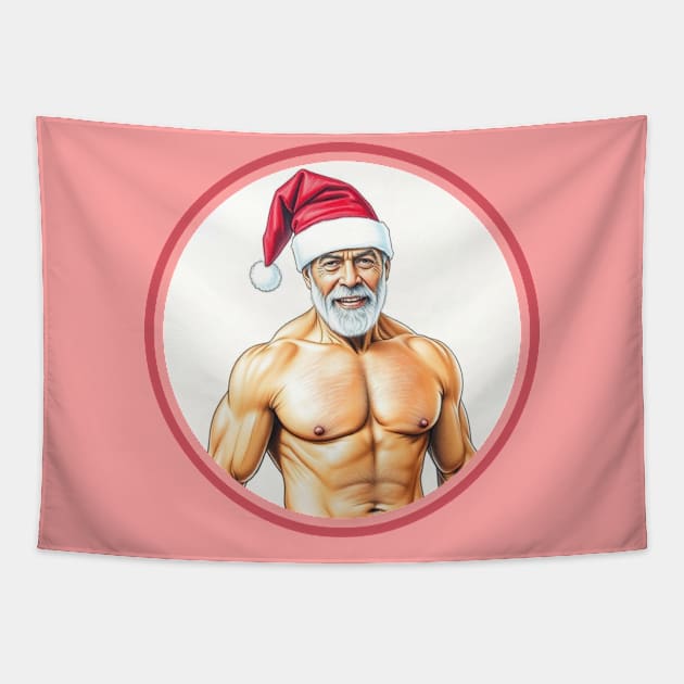 Santa Claus is muscular Tapestry by muscle