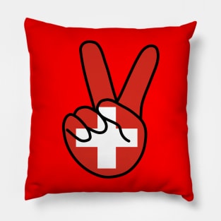 Switzerland Flag V Sign Pillow