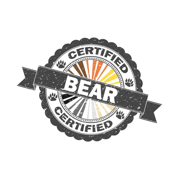 Certified Gay Bear Pride Seal of Approval with Pride Flag Background by LiveLoudGraphics