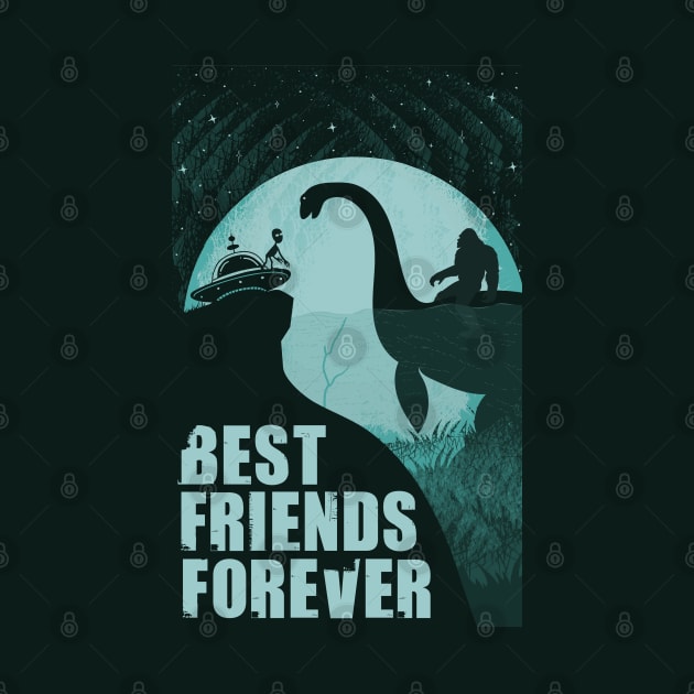 Best Friends Ever - Ufo bigfoot loch ness monster by Tesszero