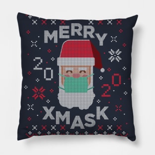 Merry Xmask 2020 - Santa Wearing Mask Pillow