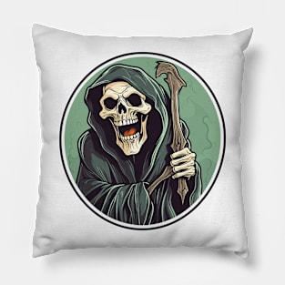 Death Laughing Grim Reaper Pillow