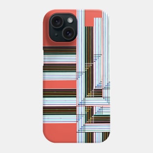 Multyplied parallel and perpendicular variations hand-drawn color pen lines in soft red Phone Case