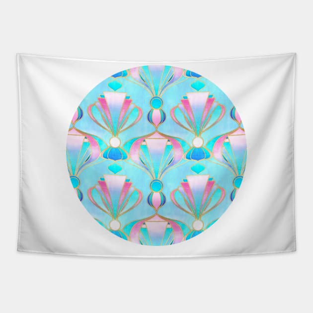 Bright Pastel Art Deco Pattern Tapestry by micklyn