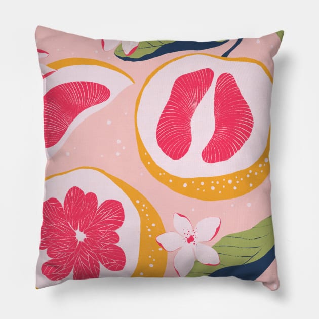 Citrus on pink Pillow by Lidiebug