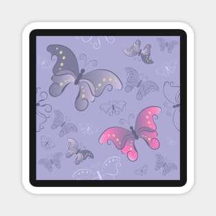 Seamless pattern from butterflies ( Gray ) Magnet