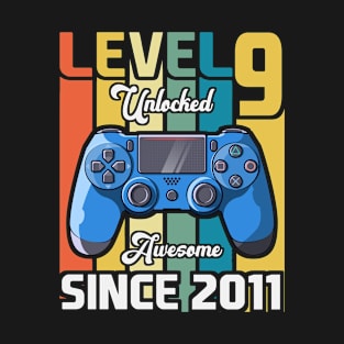 Kid 9 Year Old Birthday Party Level 9 Unlocked Gamer Vintage T-Shirt