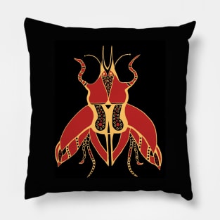 Red and Gold Scarab Pillow