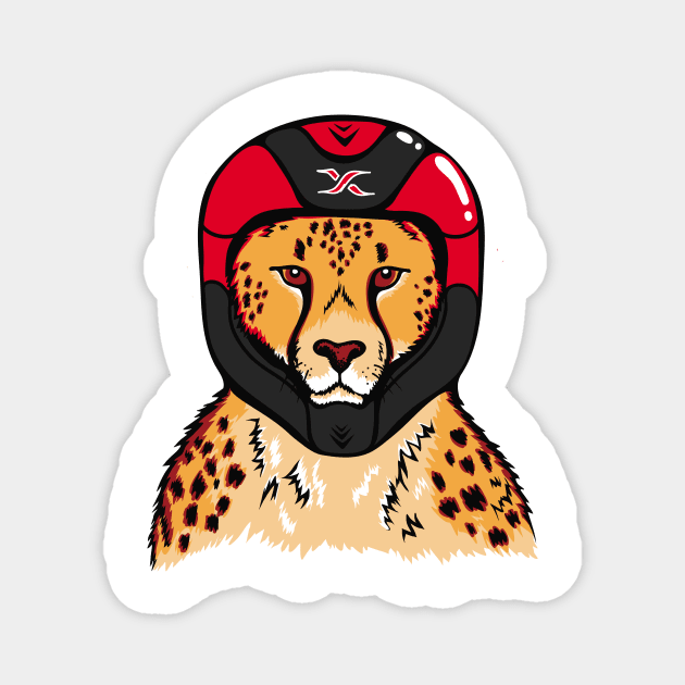 Cheetah wearing a helmet Magnet by vesterias