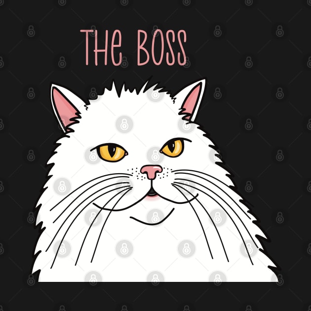 The white cat is the Boss . White longhaired cat queen. by marina63