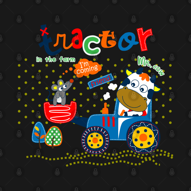 cow tractor cartoon by Mako Design 