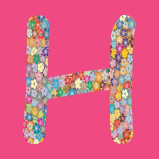 Letter H Capital Alphabet H Colorful Flowers Gift T-Shirt