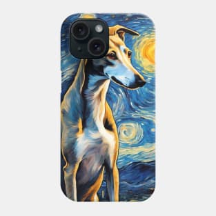 Greyhound Dog Breed Painting in a Van Gogh Starry Night Art Style Phone Case