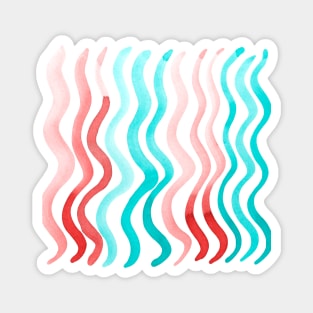 Wavy lines - orange and mint Magnet